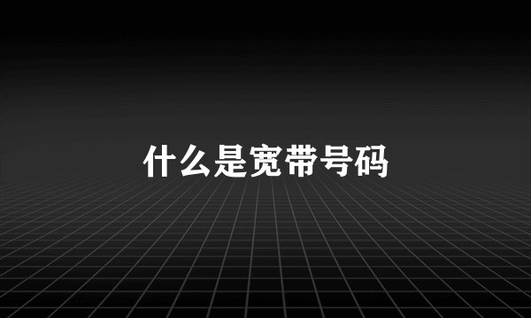什么是宽带号码