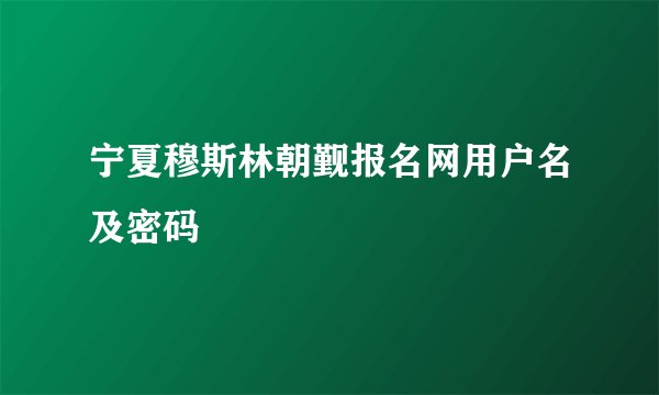 宁夏穆斯林朝觐报名网用户名及密码