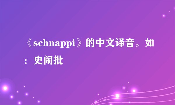 《schnappi》的中文译音。如：史闹批