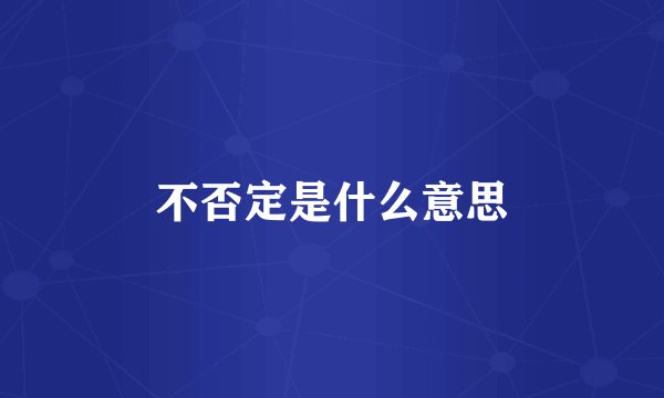 不否定是什么意思