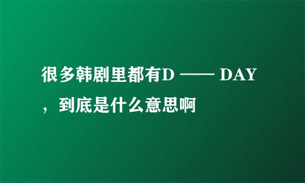 很多韩剧里都有D —— DAY，到底是什么意思啊