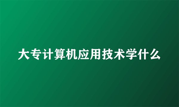 大专计算机应用技术学什么