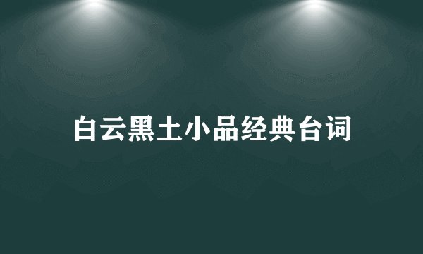 白云黑土小品经典台词