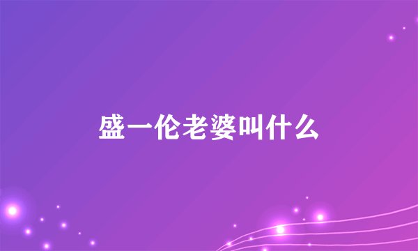 盛一伦老婆叫什么