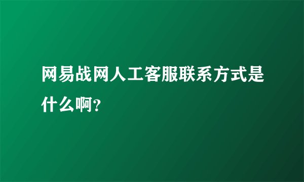 网易战网人工客服联系方式是什么啊？