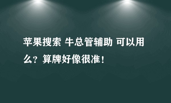 苹果搜索 牛总管辅助 可以用么？算牌好像很准！