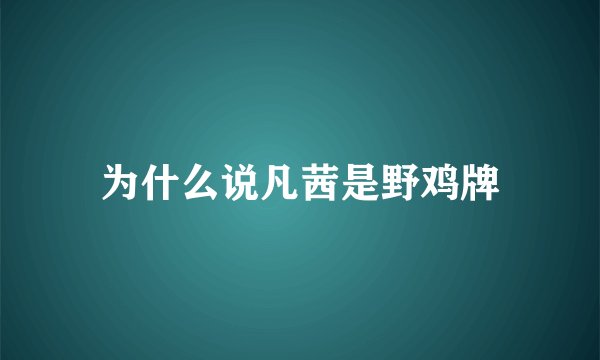为什么说凡茜是野鸡牌