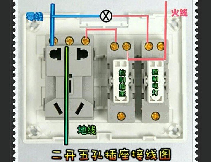 2开五孔开关插座接线图