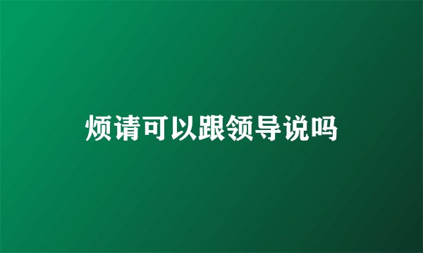 烦请可以跟领导说吗