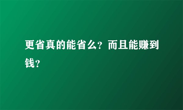 更省真的能省么？而且能赚到钱？