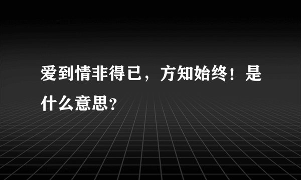 爱到情非得已，方知始终！是什么意思？
