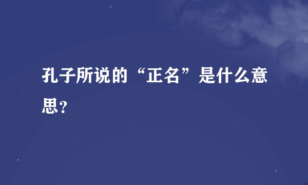 孔子所说的“正名”是什么意思？