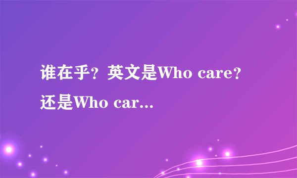 谁在乎？英文是Who care？还是Who cares？谢谢。