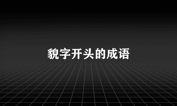 貌字开头的成语