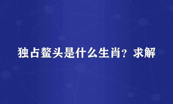 独占鳌头是什么生肖？求解