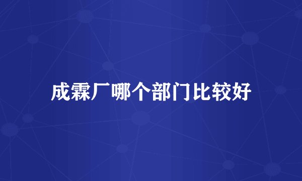 成霖厂哪个部门比较好