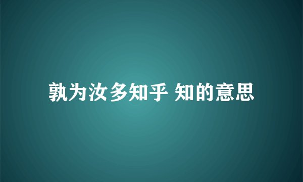 孰为汝多知乎 知的意思