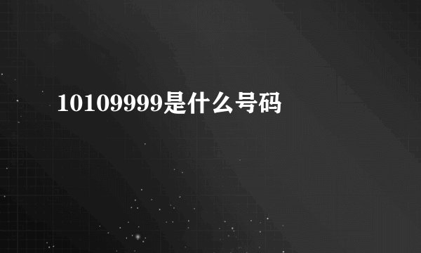10109999是什么号码
