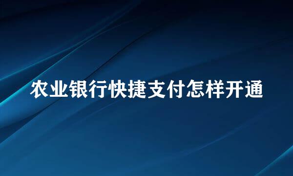 农业银行快捷支付怎样开通