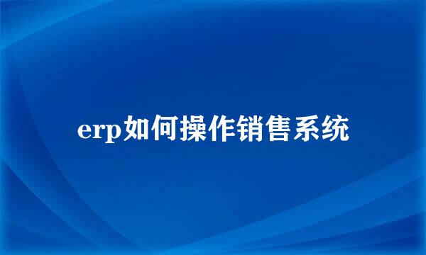 erp如何操作销售系统