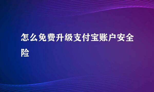 怎么免费升级支付宝账户安全险