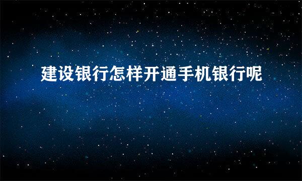 建设银行怎样开通手机银行呢