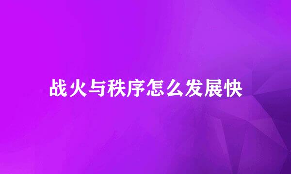 战火与秩序怎么发展快