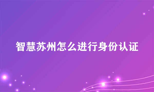 智慧苏州怎么进行身份认证