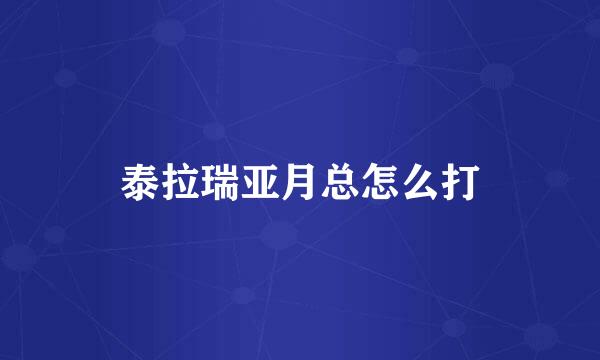 泰拉瑞亚月总怎么打