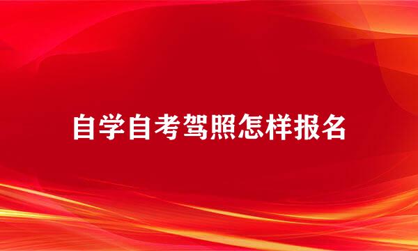 自学自考驾照怎样报名