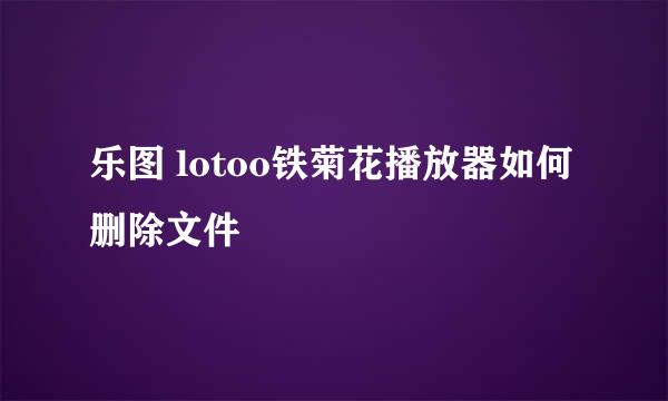 乐图 lotoo铁菊花播放器如何删除文件