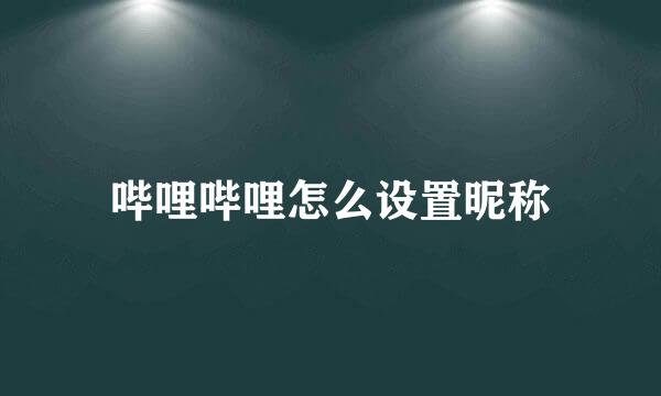 哔哩哔哩怎么设置昵称