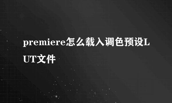 premiere怎么载入调色预设LUT文件
