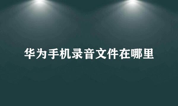 华为手机录音文件在哪里