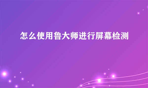 怎么使用鲁大师进行屏幕检测