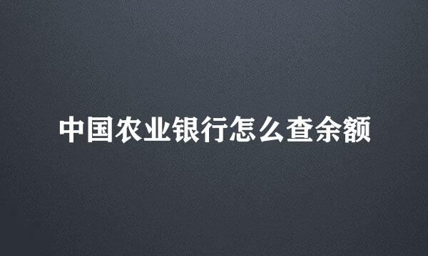 中国农业银行怎么查余额