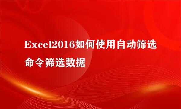 Excel2016如何使用自动筛选命令筛选数据