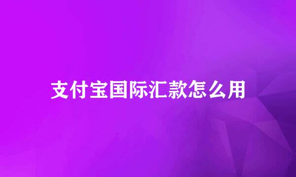 支付宝国际汇款怎么用