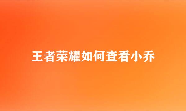 王者荣耀如何查看小乔