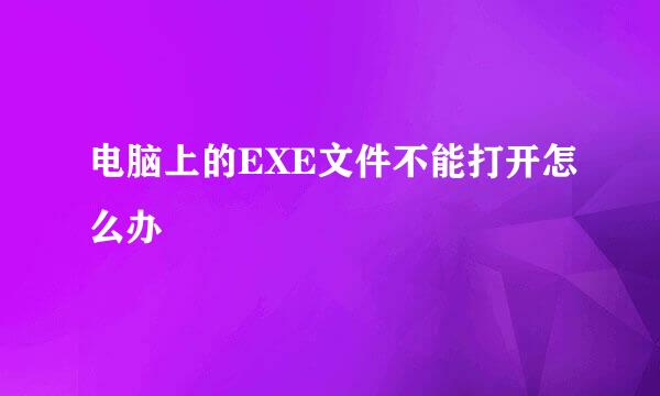 电脑上的EXE文件不能打开怎么办
