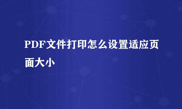 PDF文件打印怎么设置适应页面大小