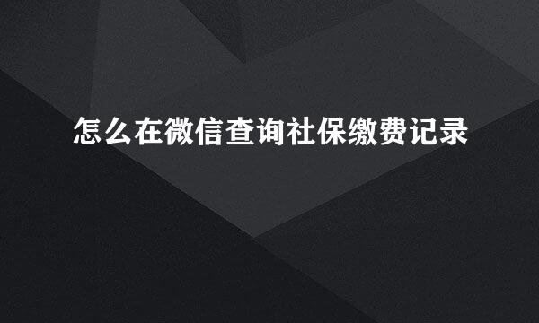 怎么在微信查询社保缴费记录
