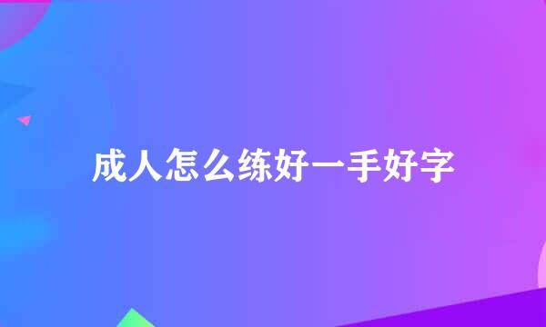 成人怎么练好一手好字