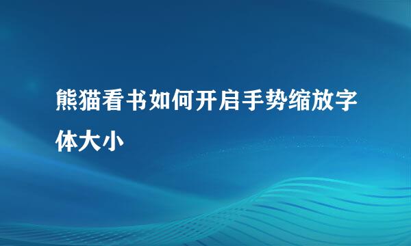 熊猫看书如何开启手势缩放字体大小