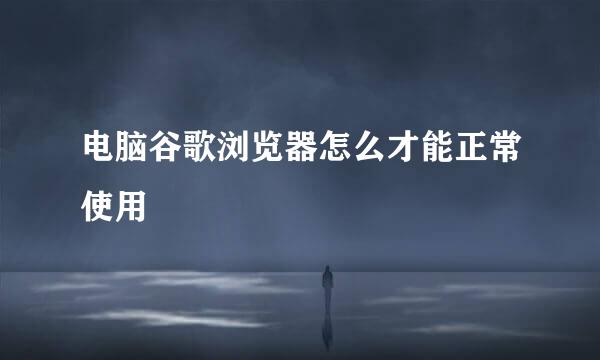 电脑谷歌浏览器怎么才能正常使用