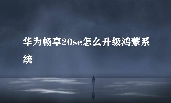 华为畅享20se怎么升级鸿蒙系统