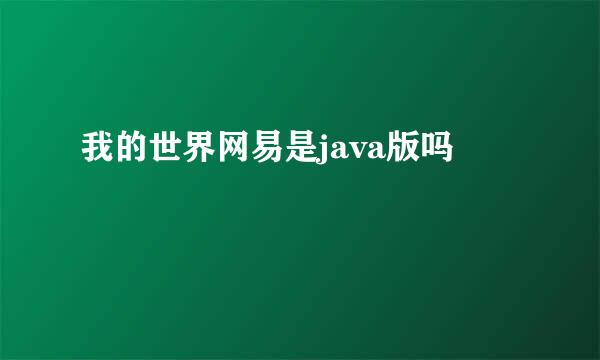 我的世界网易是java版吗