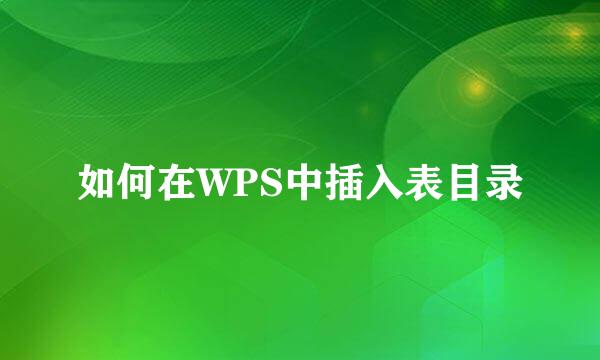 如何在WPS中插入表目录