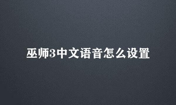 巫师3中文语音怎么设置