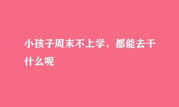 小孩子周末不上学，都能去干什么呢